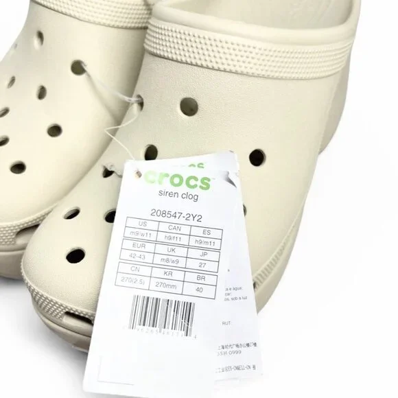 Crocs Siren Clog Women's 11 Bone Cream Comfort Platform Heel New - Picture 8 of 8